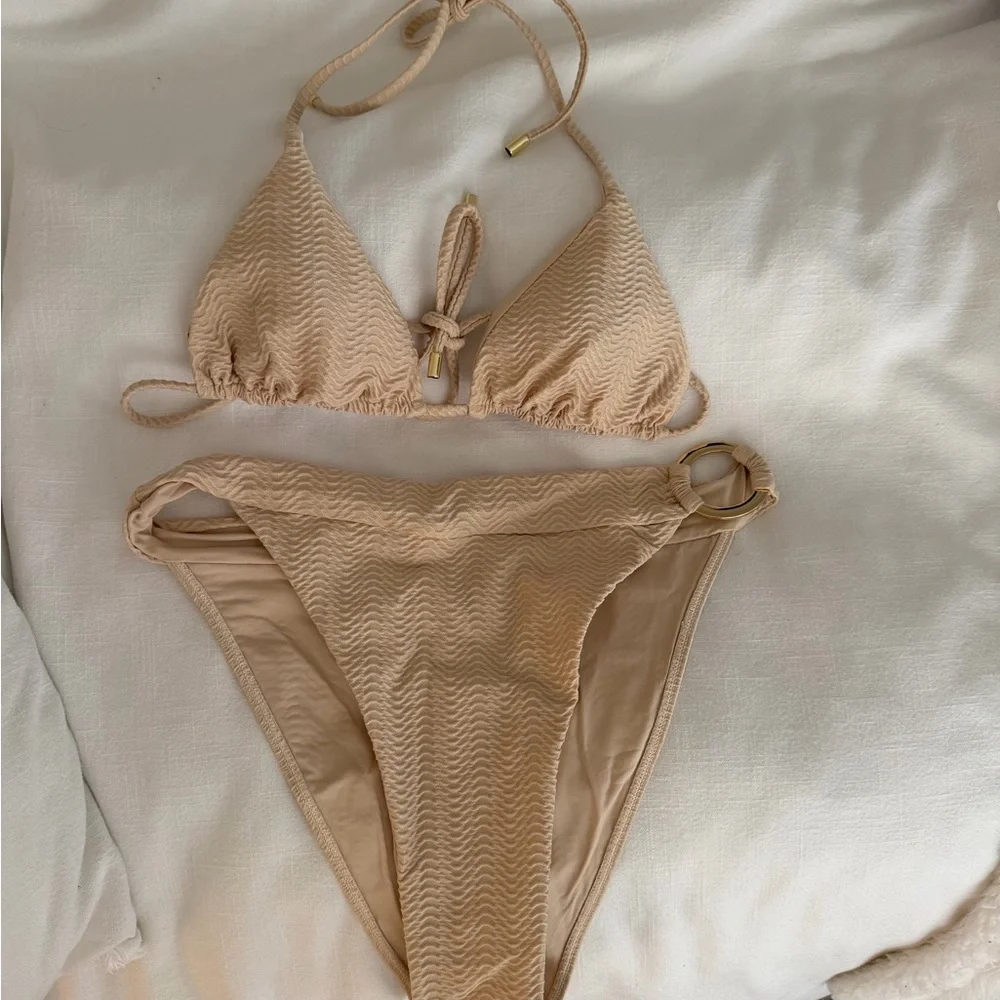 Monday Swimwear Vanilla Chevron Bikini Set